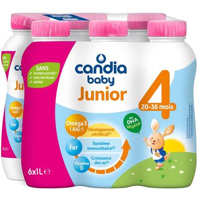 Candia - Baby Lait de Croissance 4 Liquide Bébé de 20 à 36 mois, 6x1L