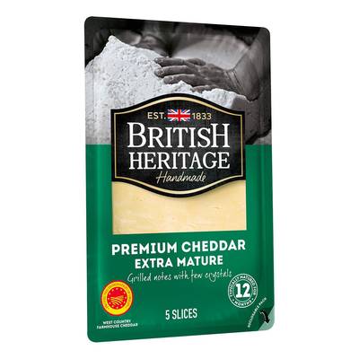British Heritage Cheddar Premium AOP, 125g, 5 tranches