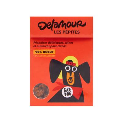 Delamour Pépites Bouchées Boeuf Framboise Friandise Récompense pour chien, 75g