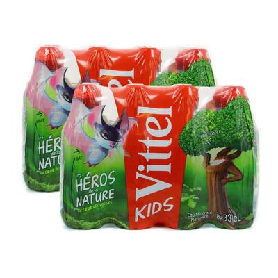 Vittel Eau minérale naturelle (bouchons sport), 2 packs de 8x33cl
