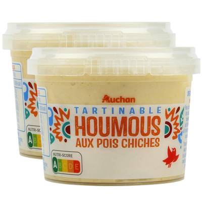 Auchan Houmous Tartinable aux Pois Chiches, Lot de 2x100g