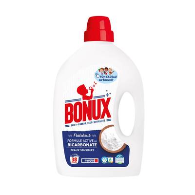 Bonux Lessive liquide fraicheur, 38 lavages, 1,9L