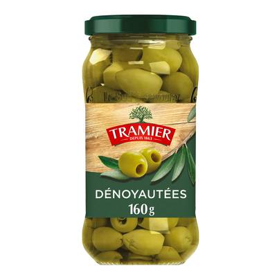 Tramier Olives Vertes Nature Dénoyautées, 160g