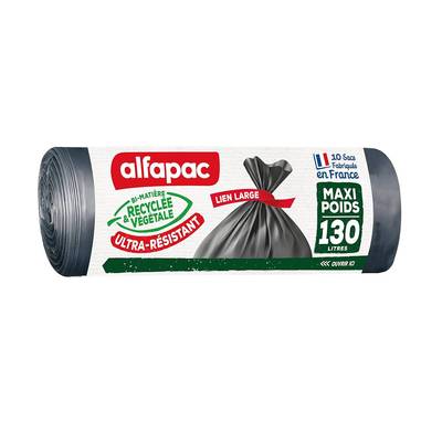 Alfapac Sac poubelle maxi poids, 10 sacs poubelles de 130 L