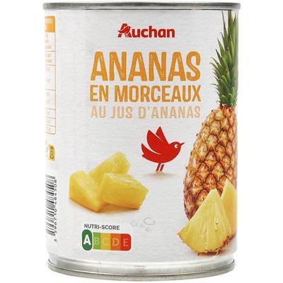 Auchan Ananas en morceaux au jus, 340g