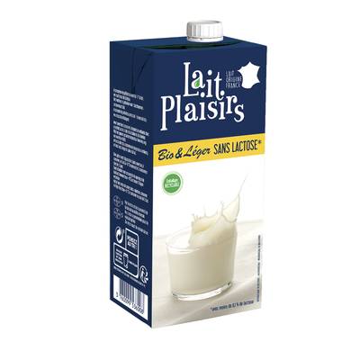 Lait Plaisirs Lait sans lactose Bio 1/2 écrémé, 1l