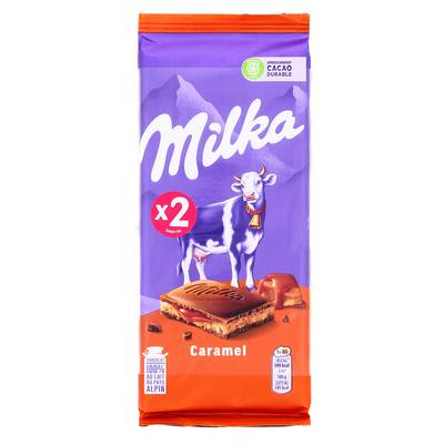 Milka Chocolat au Lait Goût Caramel, 2x100g
