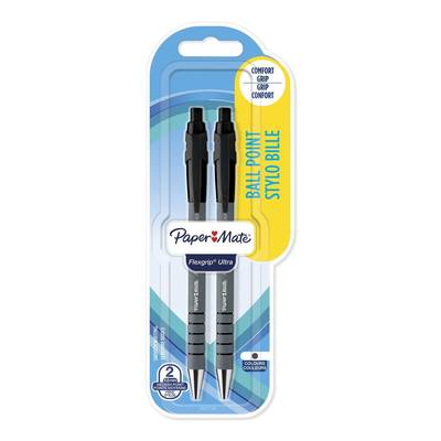 Paper Mate Stylo à bille Flexgrip noir, le lot de 2 stylos