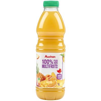 Auchan Pur jus multifruits sans sucres ajoutés, 1L