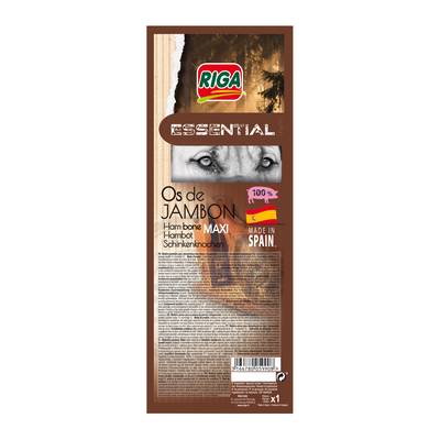 Riga Essential Os de Jambon de Porc Maxi à mastiquer - Friandise Récompense pour chien moyen et grand, 370g