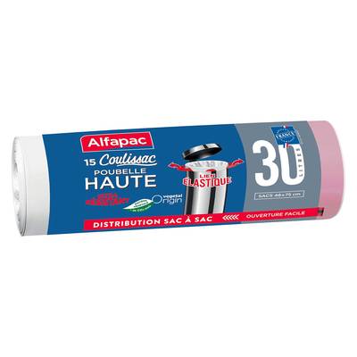 Alfapac Sac Poubelle 30L, 15 sacs poubelle de 30 L