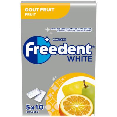 Freedent White Fruits, 5 x 10 chewing gums