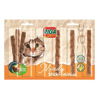 Riga Miouly Mini Stick Poulet Friandise Récompense pour Chat, 6x6g