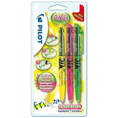 Pilot  Frixion Light moyen x 3 (jaune, rose, vert)