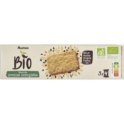 Auchan BIO Biscuits à l'avoine complète bio, 130g