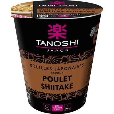 Tanoshi - Japon Nouilles Japonaise Poulet Shitake en cup, 65g