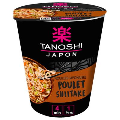 Tanoshi - Japon Nouilles Japonaise Poulet Shitake en cup, 65g