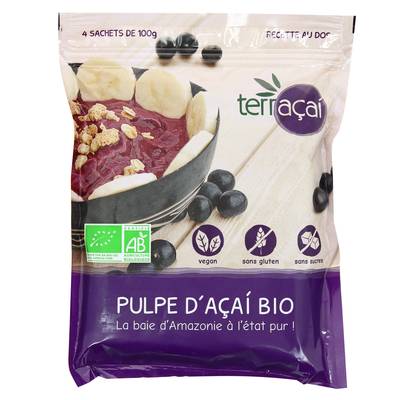 Terraçai Pulpe d'açai bio, 4x100g