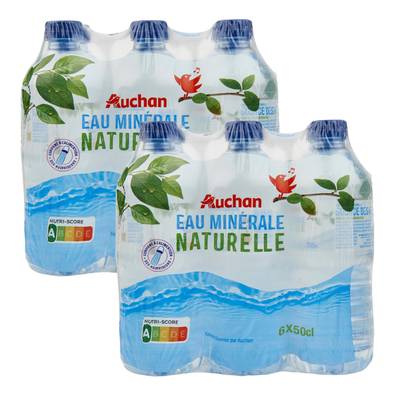 Auchan Eau minérale naturelle, Lot de 2 packs de 6x50cl