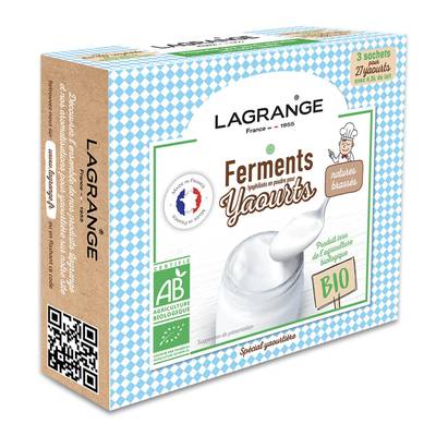 Lagrange Ferments bio aromatisés pour yaourt nature, 3 sachets de 12g