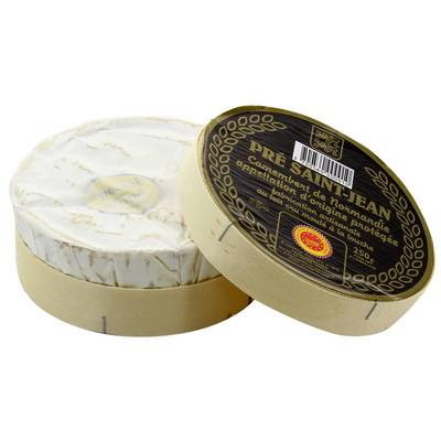 Pré Saint-Jean Camembert de Normandie AOP Fabrication Artisanale Moulé à la Louche - Lait de vache cru, 250g