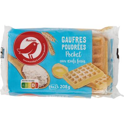 Auchan Gaufres poudrées pocket 4x2, 208g