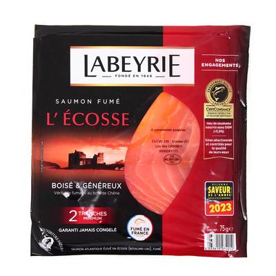 Labeyrie Saumon Fumé Le Boisé d'Ecosse, 2 tranches - 75g