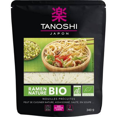 Tanoshi - Japon Ramen Nature Nouilles Précuites Bio, 340g