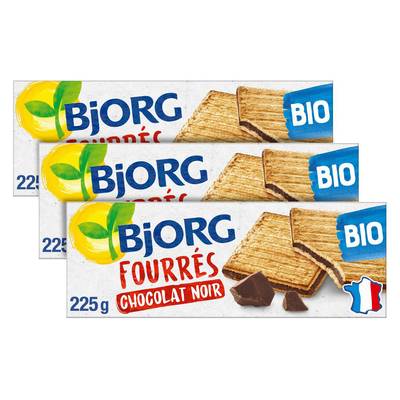 Bjorg Fourrés au chocolat noir bio, Lot de 3x225g