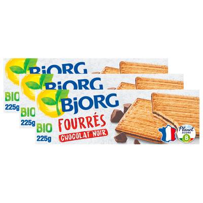 Bjorg Fourrés au chocolat noir bio, Lot de 3x225g