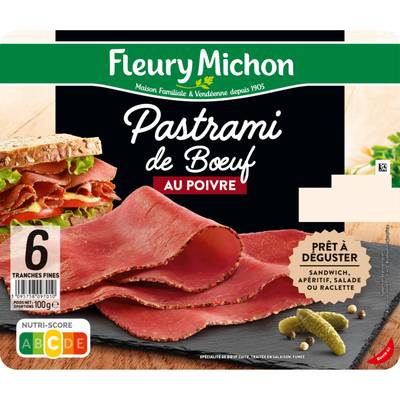 Fleury Michon Pastrami de Boeuf au Poivre, 6 tranches - 100g