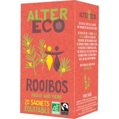 Alter Eco - Commerce Equitable Rooibos doux sans théine bio d'Afrique du Sud - 20 sachets, 40g