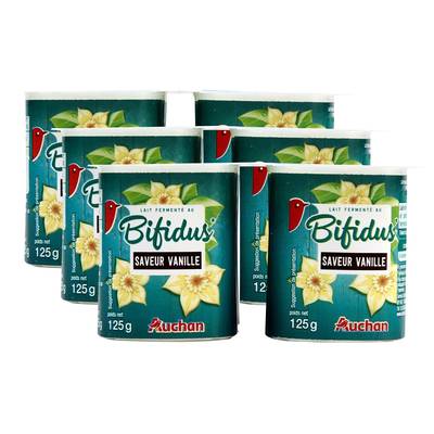 Auchan Yaourt au bifidus à la vanille, Lot de 3 - 4x125g