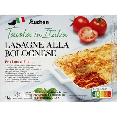 Auchan Tavola In Italia Lasagne à la bolognaise, 1kg