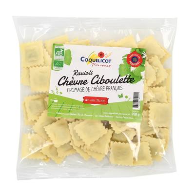 Coquelicot Provence Raviolis Chèvre et Ciboulette Bio, 250g