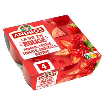 Andros Compote pomme fraise groseille, 4x100g