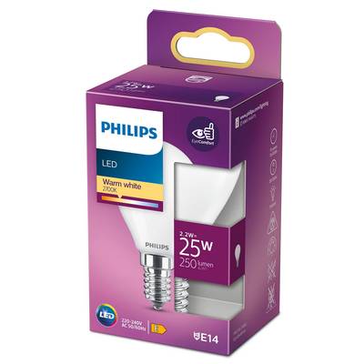 Philips Ampoule E14- 2,2W LED Classique Dépolie Blanc Chaud, E14  25W