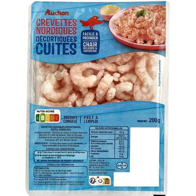 Auchan Crevettes Nordiques décortiquées cuites, 200g