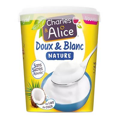 Charles et Alice Dessert végétal nature sans sucre ajouté, 350g