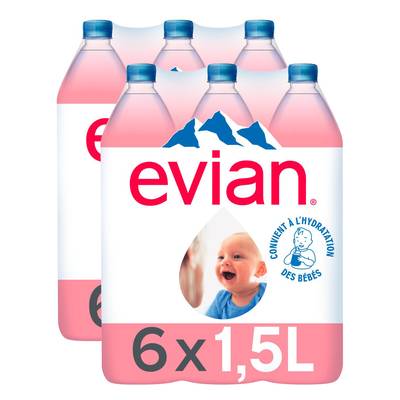 Evian Eau minérale naturelle, 2 packs de 6x1,5L