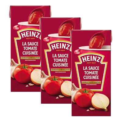 Heinz Sauce tomate cuisinée ail et oignons, Lot de 3x520g