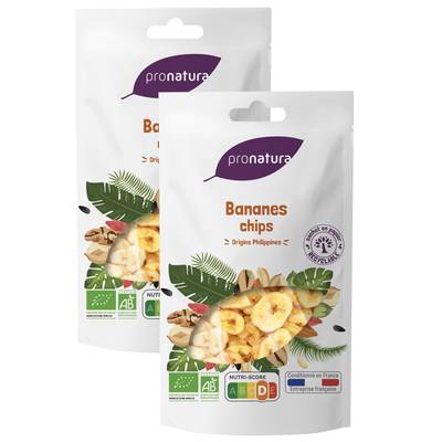 Pronatura Bananes chips bio, Lot de 2x125g