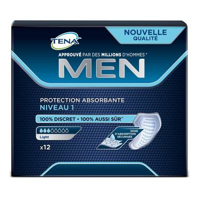 Tena Men Protections Fuites Urinaires Homme Niveau 1, 12 protections
