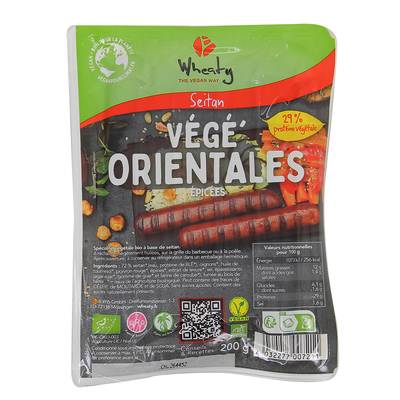 Wheaty Végé-Orientales Façon Merguez ,Bio Vegan, 200g
