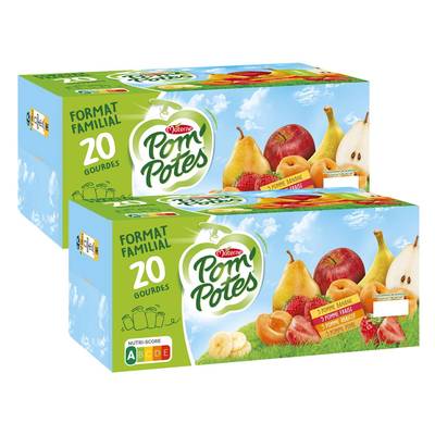 Pom Potes Compote gourdes Multivariété, 2x20 gourdes de 90g