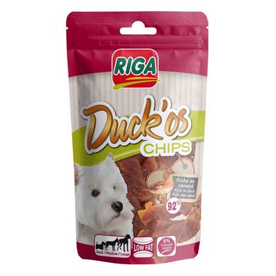 Riga Duck'Os Chips au Canard - Friandise Récompense pour chien, 50g