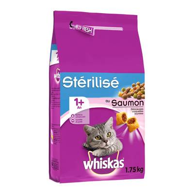 Whiskas Croquettes Saumon pour chat adulte stérilisé, 1,75kg