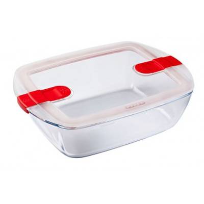 Pyrex Cook & Heat Plat en verre rectangulaire avec couvercle spécial micro-ondeseat, 2500ml