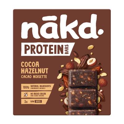NAKD Barres Protéiné Cacao Noisettes, 3 barres