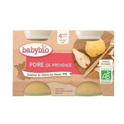 Babybio Poire Williams Bio Pot Bébé Dès 4 mois, 2x130g
